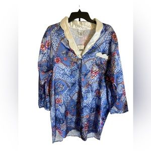 Claudia Barnes Vintage‎ Women’s Blue Floral Paisley Design Night Shirt Size 1X